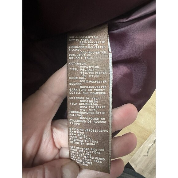 Koolaburra By UGG Corduroy Nylon Mid Weight Puffer Jacket Wine Color XL NWTs - Picture 4 of 8